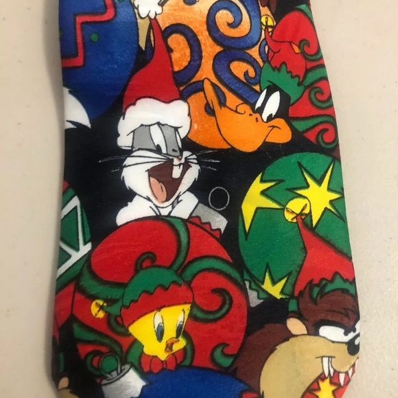 Vintage Looney Tunes Mania 1996 Christmas Tie - Picture 7 of 8